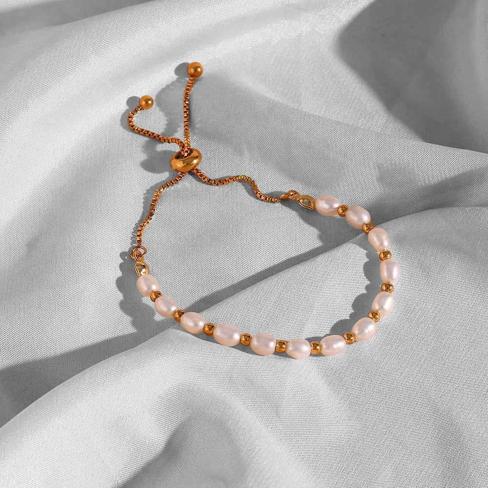 Pink Pilates Princess Bracelet - Fresh Water Pearls 18 K Gold Plated