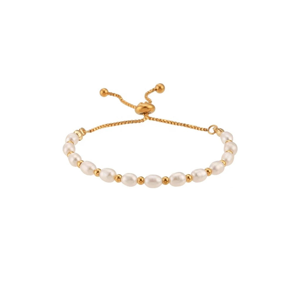 Pink Pilates Princess Bracelet - Fresh Water Pearls 18 K Gold Plated